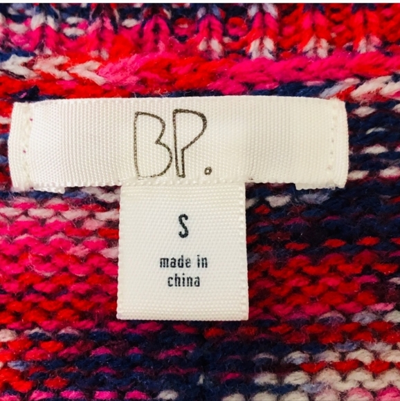 BP Long Open Cardigan Red Pink Blue Cream Size S - Picture 4 of 6